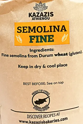 Kazazis Fine Semolina Flour 1kg (yellow)