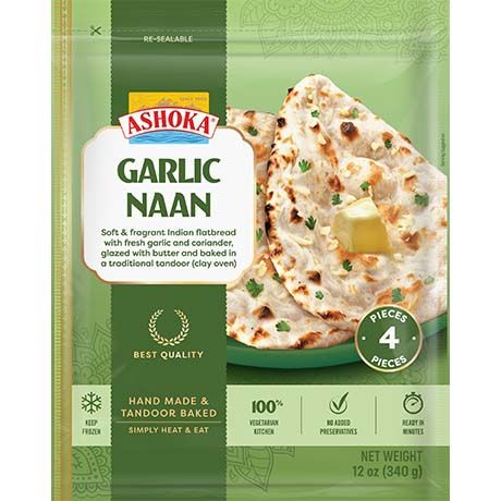 ASHOKA Naan Garlic 4 PCS 340gr