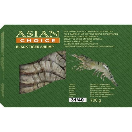 ASIAN CHOICE Black Tiger Shrimp HOSO 31/40 1kg