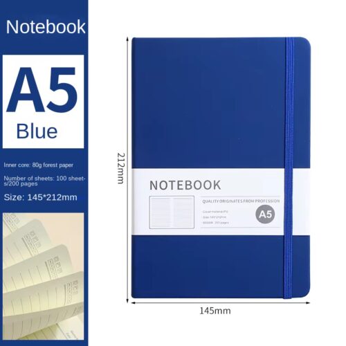 Notebook A5 Leather Printed Diary 100 Sheet (blue)