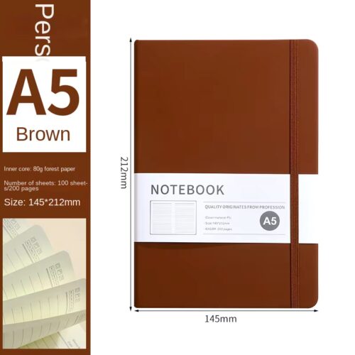 Notebook A5 Leather Printed Diary 100 Sheet (brown)