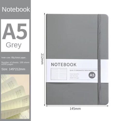 Notebook A5 Leather Printed Diary 100 Sheet (grey)