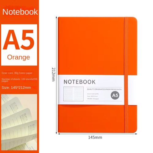 Notebook A5 Leather Printed Diary 100 Sheet (orange)